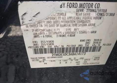 2010 Ford Flex Limited from USA, damaged, VIN 2FMGK5DC3ABA14173